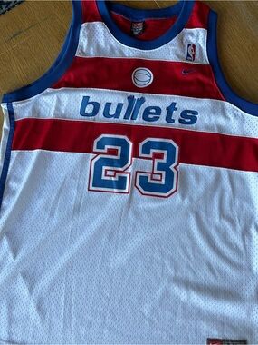 Nike White Red Blue Bullets #23 Basketball Jersey